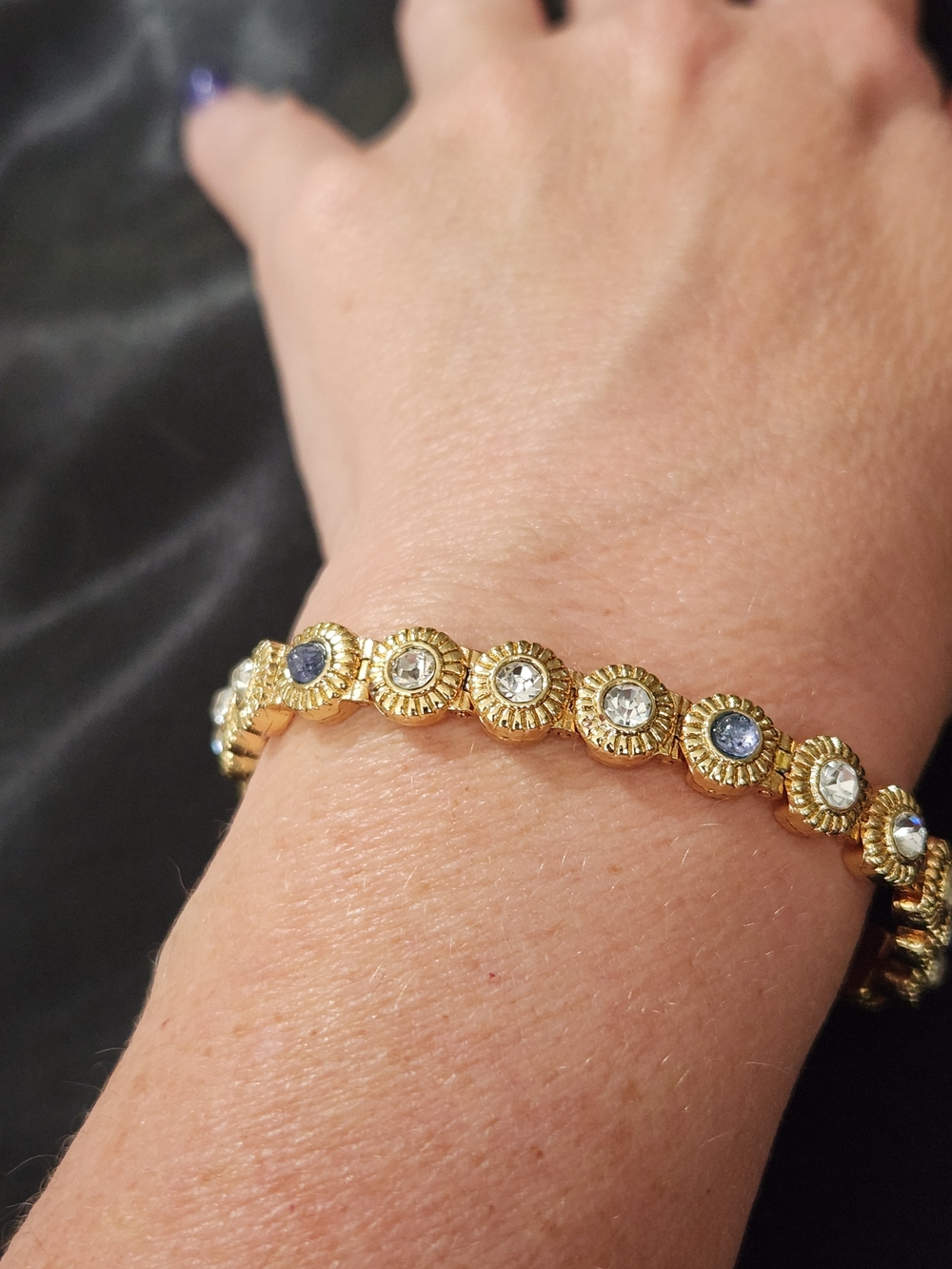 Gold-Tone Crystal & Blue Stone Bracelet